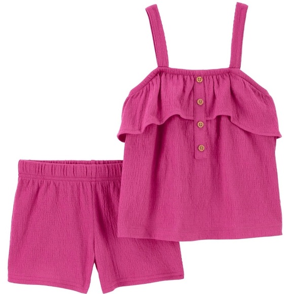 Carter's Other - Baby Girl Carter's Crinkly Sleeveless Peplum Button Front Top & Shorts Set